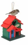 Relaxdays Vogelhaus, Mehrfarbig, Holz, 20x21x13.5 cm, Gartenzubeh&ouml;r,...