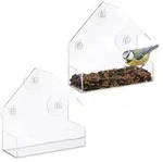 Relaxdays Vogelfutterhaus, Transparent, Kunststoff, 15x15x7 cm, Gartenzubeh&ouml;r,