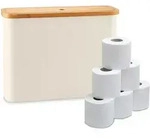 Relaxdays Toilettenpapierbox, Beige, Textil, Holz, Rechteckig, 45x34.5x15 cm,