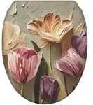 Sanilo Wc-Sitz, Beige, Holzwerkstoff, Baum/Pflanze/Natur, Oval, 37.7x5x48 cm,