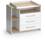 Vicco Wickelkommode, Wei&szlig;, Eiche, Holzwerkstoff, 2 F&auml;cher, 3 Schubladen,
