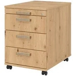 b&uuml;m&ouml; Rollcontainer, Wildeiche, Holzwerkstoff, Nachbildung,Eiche, 4 Schubladen,