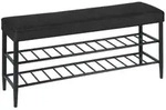 Relaxdays Schuhbank, Schwarz, Metall, Kunststoff, Textil, 100x50x30 cm, Garderobe,