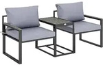 Outsunny Balkonm&ouml;bel-Set, Grau, Metall, 3-teilig, 2-Sitzer, F&uuml;llung: