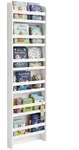 Relaxdays B&uuml;cherregal, Wei&szlig;, Holzwerkstoff, 55x200x10 cm, Kinderzimmer &