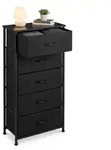 Relaxdays Kommode, Schwarz, Metall, Holzwerkstoff, Textil, 45x94x30 cm, Wohnzimmer,