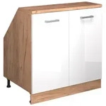 Vicco Dachschr&auml;genschrank, Wei&szlig; Hochglanz, Eiche, Holzwerkstoff, 1 F&auml;cher,