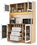 Stilvora Highboard, Wei&szlig;, Metall, Holzwerkstoff, Glas, 3 F&auml;cher, 3 Schubladen,