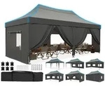 Faltpavillon, Grau, Textil, 585x310x293 cm, Sonnenschutz & Sichtschutz,...