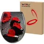 Woltu WC, Schwarz, Rosa, Kunststoff, Oval, 37x2.51x45 cm, Badezimmer, WC...
