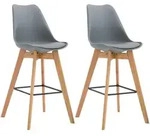 CLP Barhocker, Grau, Holz, 48x112x56 cm, Esszimmer, Barm&ouml;bel, Barhocker
