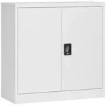 [en.casa] Aktenschrank, Hellgrau, Metall, 90x90x40 cm, Arbeitszimmer, Aktenschr&auml;nke