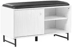 Beliani Schuhbank, Wei&szlig;, Schwarz, Holzwerkstoff, 85x49x37 cm, Garderobe,