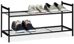 Relaxdays Schuhregal, Schwarz, Metall, 69.5x33.5x26 cm, Garderobe, Schuhaufbewahrung,