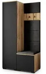 Masseno Garderobenschrank, Eiche Wotan, Schwarz, Schwarz, Holzwerkstoff, 3...