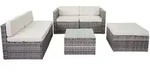 MCW Poly-Rattan-Garnitur, Grau, Wei&szlig;, Kunststoff, Loungem&ouml;bel,...