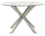 Beliani Gartentisch, Silber, Transparent, Glas, rund, 120x75x120 cm, Gartenm&ouml;bel,