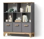Livinity&reg; Kinderregal, Grau, Eiche Artisan, Holzwerkstoff, 8 F&auml;cher, 3...