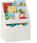 Relaxdays Kinderb&uuml;cherregal, Wei&szlig;, Holzwerkstoff, Kunststoff, 50.5x69.5x28 cm,