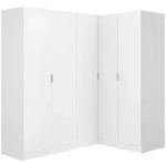 Vente-Unique Kleiderschrank, Wei&szlig;, Holz, Uni, 7 F&auml;cher, Freiform, 173x184x132...