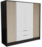 Masseno Dreht&uuml;renschrank, Schwarz, Holzwerkstoff, 8 F&auml;cher, 2 Schubladen,