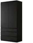 Mirjan24 Dreht&uuml;renschrank, Schwarz, Holzwerkstoff, 3 Schubladen,