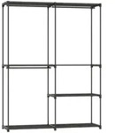 Homcom Kleiderschrank, Schwarz, Metall, 4 F&auml;cher, 43x185x142 cm, Schlafzimmer,