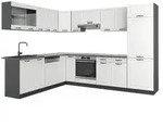 Vicco Eckk&uuml;che, Wei&szlig;, Anthrazit, Holzwerkstoff, L-Form,Formgebogen,...