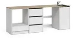 Vicco Minik&uuml;che, Wei&szlig;, Eiche Artisan, Holzwerkstoff, 4 Schubladen, Rechteckig,