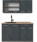 Vicco K&uuml;chenzeile, Schwarz, Anthrazit, Holzwerkstoff, K&uuml;chenblock,Rechteckig,