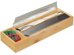 Relaxdays Folienspender, Hellbraun, Holz, Metall, 39.5x5.5x13 cm, K&uuml;chenzubeh&ouml;r