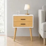 Mid.you Beistelltisch, Wei&szlig;, Honigeiche, Holzwerkstoff, 2 Schublade(n) Schubladen,