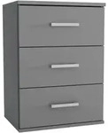 Masseno Nachttisch, Graphit, Holzwerkstoff, 3 Schubladen, 48x65.5x35 cm,