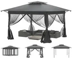 Gartenpavillon, Anthrazit, Metall, 400x285x400 cm, Sonnenschutz & Sichtschutz,