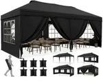 Faltpavillon, Schwarz, Metall, 585x285x293 cm, Sonnenschutz & Sichtschutz,...
