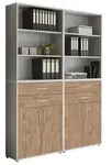 Mid.you Aktenschrank, Grau, Eiche, Holzwerkstoff, 6 F&auml;cher, 4 Schublade(n)