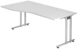 b&uuml;m&ouml; Schreibtisch, Wei&szlig;, Holzwerkstoff, Nachbildung, L-Form, 180x74x100 cm,