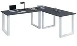 Mid.you Eckschreibtisch, Anthrazit, Silber, Metall, Holzwerkstoff, U-Form,...