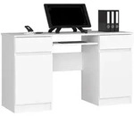 Akord Schreibtisch, Wei&szlig;, Holzwerkstoff, 4 F&auml;cher, 2 Schubladen,