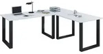 Mid.you Eckschreibtisch, Schwarz, Wei&szlig;, Holzwerkstoff, rechteckig, U-Form,
