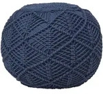 Homescapes Pouf, Dunkelblau, Textil, Uni, Rund, 50x40x50 cm, Wohnzimmer, Hocker,
