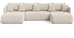 Graingold Ecksofa, Beige, Textil, Kiefer, 5-Sitzer, U-Form, 353x180 cm,...