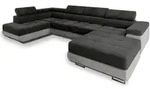 Masseno Wohnlandschaft, Schwarz, Metall, 5-Sitzer, U-Form, 345x90x202 cm,...