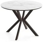 WFL Group Esstisch, Ecru, Metall, Nachbildung, 6-Sitzer, Rund,Rund, 130x76x90 cm,