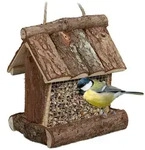 Relaxdays Vogelfutterhaus, Braun, Holz, Metall, 15x17x12 cm, Gartenzubeh&ouml;r,