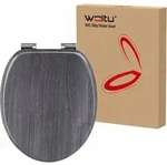 Woltu WC, Grau, Holzwerkstoff, Oval, 37x2.5x43 cm, Badezimmer, WC Ausstattung,...