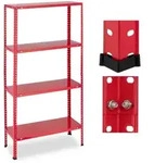 Relaxdays Schwerlastregal, Rot, Metall, Kunststoff, 75.5x147.5x30.5 cm,...
