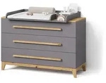 Livinity&reg; Wickelkommode, Grau, Eiche Artisan, Holzwerkstoff, 3 F&auml;cher, 3