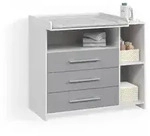 Livinity&reg; Wickelkommode, Wei&szlig;, Grau, Holzwerkstoff, 7 F&auml;cher, 3 Schubladen,