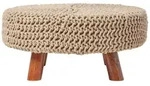 Homescapes Strick-Hocker, Natur, Textil, Uni, Rund, 62x30x62 cm, Wohnzimmer,...